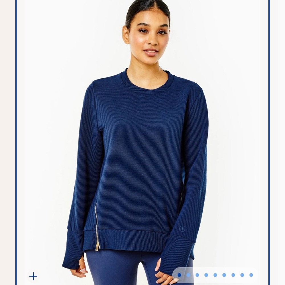 Addison Bay Navy Blue Crewneck Sweatshirt with Side Zip